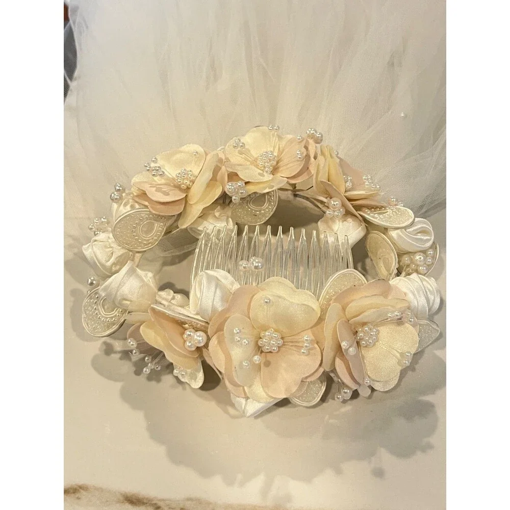 Bridal Ivory Floral Crown Veil